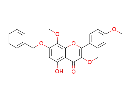 Molecular Structure of 1570-10-1 (7-benzyloxy-5-hydroxy-3,8-dimethoxy-2-(4-methoxy-phenyl)-chromen-4-one)