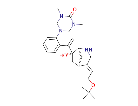 (1S,5R,7R)-4-((2-tert-butoxy)-1(E)-ethylidene)-7-hydroxy-7-<1-<2-<5-(1,3-dimethylhexahydro-2-oxo-1,3,5-triazinyl)>phenyl>ethenyl>-2-zabicyclo<3.2.1>octane