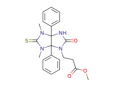Molecular Structure of 1350618-21-1 (methyl 3-(4,6-dimethyl-2-oxo-3a,6a-diphenyl-5-thioxooctahydroimidazo[4,5-d]imidazol-1-yl)propanoate)