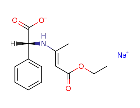 Molecular Structure of 32134-06-8 (sodium (R)-[(3-ethoxy-1-methyl-3-oxoprop-1-enyl)amino]phenylacetate)