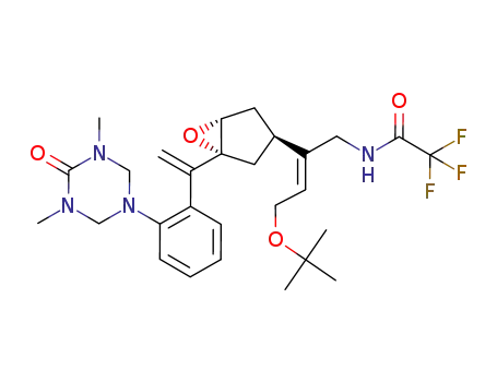(1S,3R,5R)-3-<1(E)-(1-((trifluoroacetamido)methyl)-3-tert-butoxypropenyl)>-1-<1-<2-<5-(1,3-dimethylhexahydro-2-oxo-1,3,5-triazinyl)>phenyl>ethenyl>-6-oxabicyclo<3.1.0>hexane