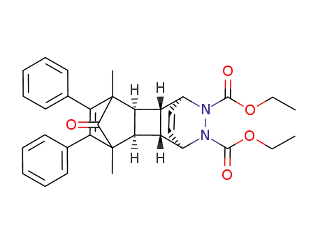 Molecular Structure of 73240-57-0 (4,7-Dimethyl-15-oxo-5,6-diphenyl-11,12-diazapentacyclo<8.2.2.1<sup>4,7</sup>.0<sup>2,9</sup>.0<sup>3,8</sup>>pentadeca-5,13-dien-11,12-dicarbonsaeure-diethylester)
