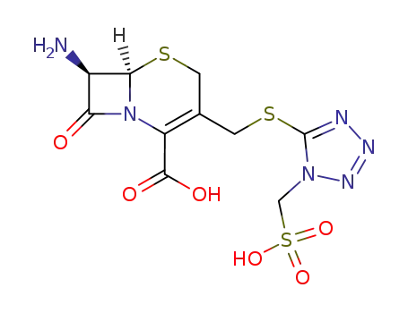 Molecular Structure of 61270-71-1 ((6R-trans)-7-Amino-8-oxo-3-(((1-(sulphomethyl)-1H-tetrazol-5-yl)thio)methyl)-5-thia-1-azabicyclo[4.2.0]oct-2-ene-2-carboxylic acid)