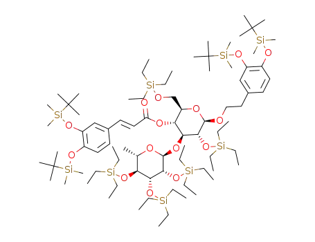 2-[3,4-bis(tert-butyldimethylsilyloxy)phenyl]ethyl 2,3,4-tris-O-triethylsilyl-α-L-rhamnopyranosyl(1→3)-2,6-di-O-triethylsilyl-4-O-(E)-3,4-bis(tert-butyldimethylsilyl)-caffeoyl-β-D-glucopyranoside