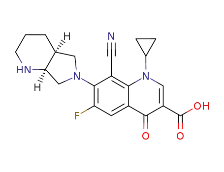 Molecular Structure of 195532-12-8 (8-cyano-1-cyclopropyl-6-fluoro-7-[(4aS,7aS)-octahydro-6H-pyrrolo[3,4-b]pyridin-6-yl]-4-oxo-1,4-dihydroquinoline-3-carboxylic acid)