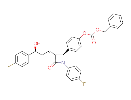 Molecular Structure of 1159183-24-0 (benzyl (4-((2S,3R)-1-(4-fluorophenyl)-3-((S)-3-(4-fluorophenyl)-3-hydroxypropyl)-4-oxoazetidin-2-yl)phenyl) carbonate)