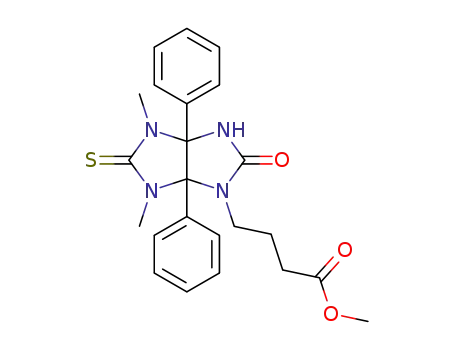Molecular Structure of 1350618-22-2 (methyl 4-(4,6-dimethyl-2-oxo-3a,6a-diphenyl-5-thioxooctahydroimidazo[4,5-d]imidazol-1-yl)butanoate)