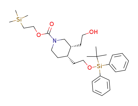 (3R,4S)-4-[2-(tert-Butyl-diphenyl-silanyloxy)-ethyl]-3-(2-hydroxy-ethyl)-piperidine-1-carboxylic acid 2-trimethylsilanyl-ethyl ester