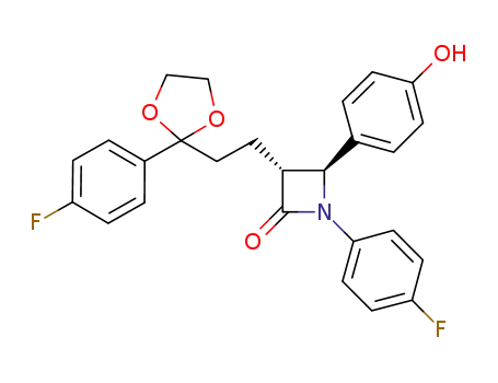(3R,4S)-4-[4-hydroxy-phenyl]-1-(4-fluorophenyl)-3-{2-(2-(4-fluorophenyl)-[1,3]dioxolan-2-yl)-ethyl}-azetidine-2-one
