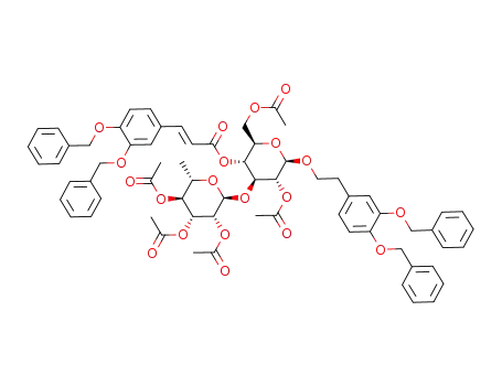 3,4-di(benzyloxy)phenethyl 2,6-di-O-acetyl-3-O-(2,3,4-tri-O-acetyl-α-L-rhamnopyranosyl)-4-O-(3,4-di-O-benzylcaffeoyl)-β-D-glucopyranoside
