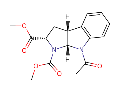 Molecular Structure of 79465-85-3 ((2S)-diMethyl 8-acetyl-3,3a,8,8a-tetrahydropyrrolo[2,3-b]indole-1,2(2H)-dicarboxylate)