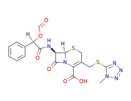 Molecular Structure of 57268-80-1 ([6R-[6alpha,7beta(R*)]]-7-[(formyloxy)phenylacetamido]-3-[[(1-methyl-1H-tetrazol-5-yl)thio]methyl]-8-oxo-5-thia-1-azabicyclo[4.2.0]oct-2-ene-2-carboxylic acid)