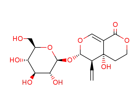 Molecular Structure of 17388-39-5 (1H,3H-Pyrano[3,4-c]pyran-1-one,5-ethenyl-6-(b-D-glucopyranosyloxy)-4,4a,5,6-tetrahydro-4a-hydroxy-,(4aR,5R,6S)-)
