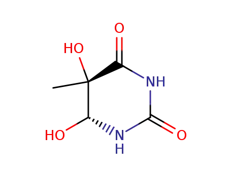 Molecular Structure of 1124-84-1 (2,4(1H,3H)-Pyrimidinedione,dihydro-5,6-dihydroxy-5-methyl-, (5R,6S)-rel-)