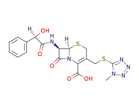 Molecular Structure of 34444-01-4 (7-[(2-Hydroxy-2-phenylacetyl)amino]-3-[(1-methyltetrazol-5-yl)sulfanylmethyl]-8-oxo-5-thia-1-azabicyclo[4.2.0]oct-2-ene-2-carboxylic acid)