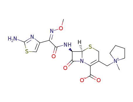 7-[[2-(2-Amino-1,3-thiazol-4-yl)-2-methoxyiminoacetyl]amino]-3-[(1-methylpyrrolidin-1-ium-1-yl)methyl]-8-oxo-5-thia-1-azabicyclo[4.2.0]oct-2-ene-2-carboxylate