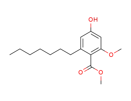 Molecular Structure of 4670-21-7 (Benzoic acid, 2-heptyl-4-hydroxy-6-methoxy-, methyl ester)