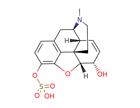 Molecular Structure of 23095-84-3 ((5alpha,6alpha)-3-hydroxy-17-methyl-7,8-didehydro-4,5-epoxymorphinan-6-yl hydrogen sulfate)