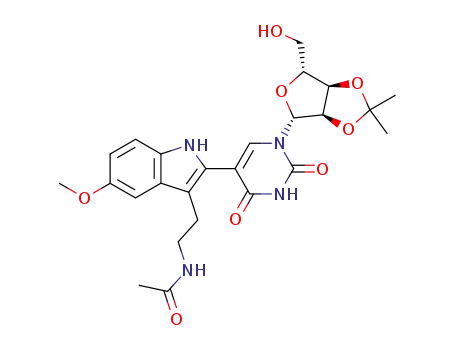 Molecular Structure of 68798-00-5 (5-<3-<2-(acetylamino)ethyl>-5-methoxy-1H-indol-2-yl>-2',3'-O-(1-methylethylidene)uridine)