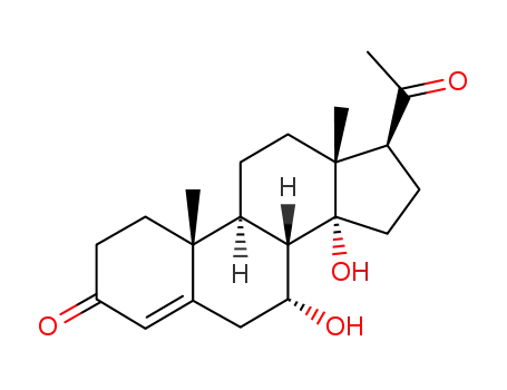 Molecular Structure of 640-30-2 (7,14-dihydroxypregn-4-ene-3,20-dione)