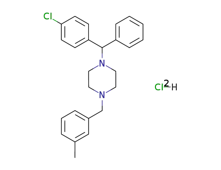 Molecular Structure of 36236-67-6 (1-[(4-chlorophenyl)benzyl]-4-[(m-tolyl)methyl]piperazine hydrochloride)