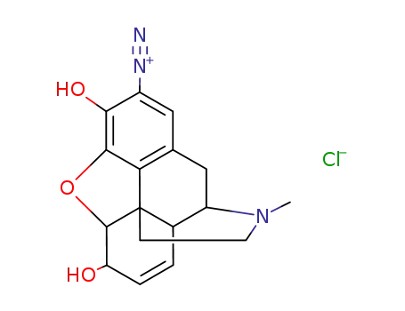 Molecular Structure of 57440-86-5 (4,5-epoxy-3,6-dihydroxy-17-methyl-morphin-7-ene-2-diazonium ; chloride)