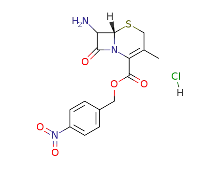 Molecular Structure of 52602-94-5 (p-nitrobenzyl (6R-trans)-7-amino-3-methyl-8-oxo-5-thia-1-azabicyclo[4.2.0]oct-2-ene-2-carboxylate monohydrochloride)