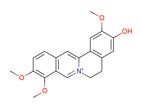 Molecular Structure of 3621-38-3 (2,9,10-Trimethoxy-5,6-dihydroisoquinolino[2,1-b]isoquinolin-7-ium-3-ol)