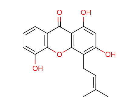Molecular Structure of 53377-61-0 (1,3,5-Trihydroxy-4-prenylxanthone)
