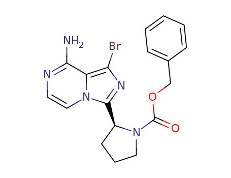 Molecular Structure of 1420478-88-1 (1-Pyrrolidinecarboxylic acid, 2-(8-amino-1-bromoimidazo[1,5-a]pyrazin-3-yl)-, phenylmethyl ester, (2S)-)
