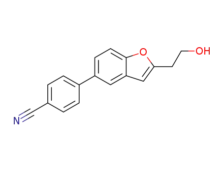 Molecular Structure of 460746-48-9 (4-[2-(2-HYDROXYETHYL)-1-BENZOFURAN-5-YL]-BENZONITRILE)