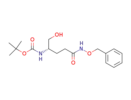Molecular Structure of 91229-96-8 (Carbamic acid,
[1-(hydroxymethyl)-4-oxo-4-[(phenylmethoxy)amino]butyl]-,
1,1-dimethylethyl ester, (S)-)