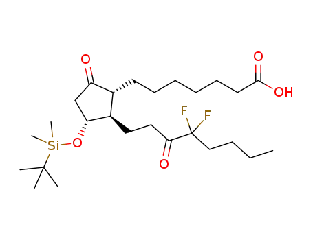(7-((1R,2R,3R)-3-(tert-butyldimethylsilyloxy)-2-(4,4-difluoro-3-oxooctyl)-5-oxocyclopentyl)heptanoic acid)