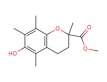 Molecular Structure of 86646-83-5 (methyl 6-hydroxy-2,5,7,8-tetramethyl-3,4-dihydro-2H-chromene-2-carboxylate)
