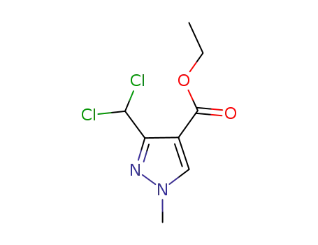 Molecular Structure of 851725-87-6 (1H-Pyrazole-4-carboxylic acid, 3-(dichloromethyl)-1-methyl-, ethyl ester)