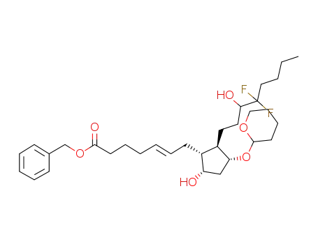 Molecular Structure of 136790-77-7 (Benzyl (Z)-7-[(1R,2R,3R,5S)-2-(4,4-difluoro-3-hydroxyoctyl)-5-hydroxy-3-[(tetrahydro-2H-pyran-2-yl)oxy]cyclopentyl]hept-5-enoate)