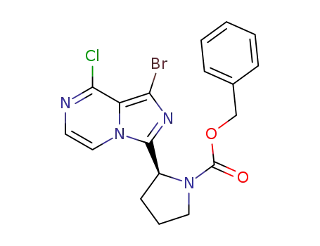 Molecular Structure of 1420478-87-0 ((S)-benzyl 2-(1-bromo-8-chloroimidazo[1,5-a]pyrazin-3-yl)pyrrolidine-1-carboxylate)