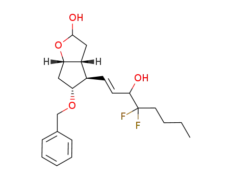 Molecular Structure of 1236109-27-5 ((3aR,4R,5R,6aS)-4-((E)-4,4-difluoro-3-hydroxy-1-octenyl)-5-(phenylmethoxy)-hexahydro-2H-cyclopenta[b]furan-2-ol)