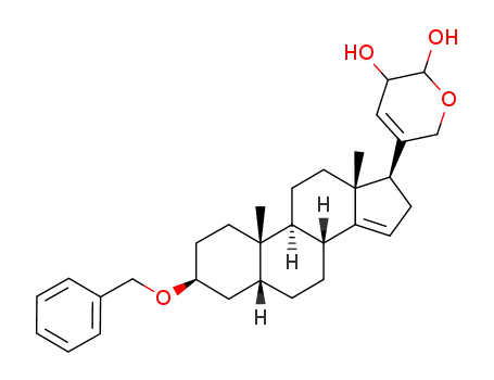 Molecular Structure of 83911-57-3 (5-(3'β-benzyloxy-5'β-androst-14'-en-17'β-yl)-3,6-dihydro-2H-pyran-2,3-diol)