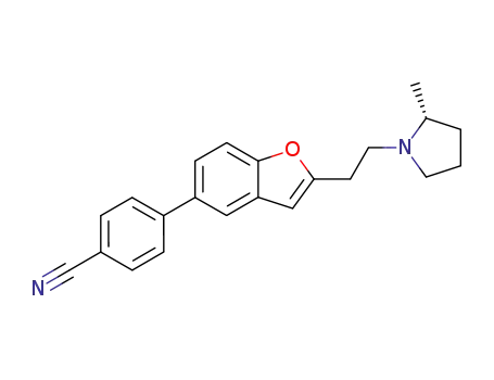 Molecular Structure of 460746-46-7 ((R)-4-(2-(2-(2-METHYLPYRROLIDIN-1-YL)ETHYL)BENZOFURAN-5-YL)BENZONITRILE)