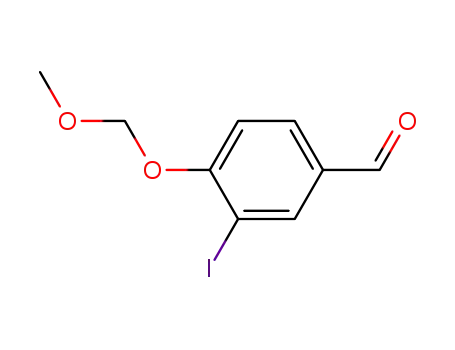 Molecular Structure of 121169-17-3 (Benzaldehyde, 3-iodo-4-(methoxymethoxy)-)