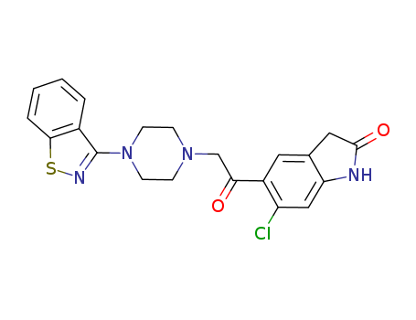 5-(2-(4-(1,2-benzisothiazole-3-yl)-1-piperazinyl)-1-oxoethyl)-6-chloro-1,3-dihydro-2H-indole-2-one