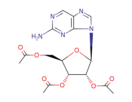 Molecular Structure of 107037-21-8 (2-amino-9-(2',3',5'-tri-O-acetyl-β-D-ribofuranosyl)purine)