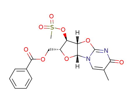 Molecular Structure of 99631-18-2 (2,2'-Anhydro-1-(5'-O-Benzoyl-3'-O-methylsulfonyl-β-D-arabinofuranosyl)thymine)