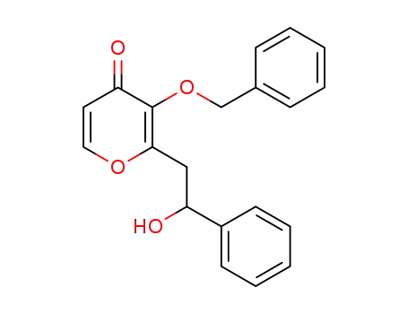 Molecular Structure of 1206102-04-6 (2-(2-hydroxy-2-phenylethyl)-3-[(phenylmethyl)oxy]-4H-pyran-4-one)