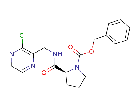 Molecular Structure of 1418307-17-1 (1-Pyrrolidinecarboxylic acid, 2-[[[(3-chloro-2-pyrazinyl)methyl]amino]carbonyl]-, phenylmethyl ester, (2S)-)