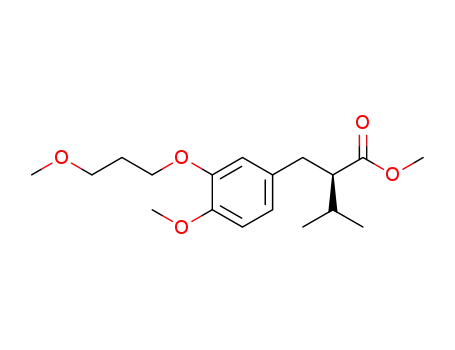 Molecular Structure of 945462-61-3 ((R)-methyl 2-(4-methoxy-3-(3-methoxypropoxy)benzyl)-3-methylbutanoate)