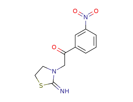 Molecular Structure of 83846-64-4 (2-(2-iminothiazolidin-3-yl)-1-(3-nitrophenyl)ethan-1-one)
