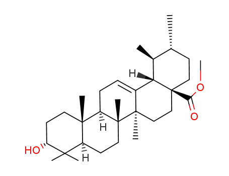 Molecular Structure of 915-32-2 (3-HYDROXY-(3ALPHA)-URS-12-EN-28-OIC ACID METHYL ESTER)