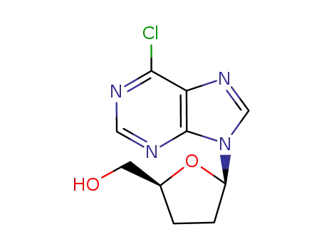 Molecular Structure of 120503-34-6 ((2S,5R)-5-(6-Chloro-9H-purine-9-yl)tetrahydro-2-furanmethanol)